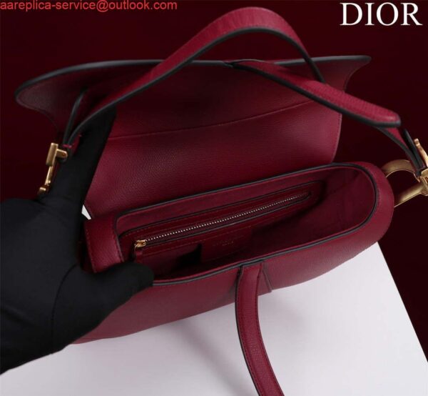 Replica Dior M0455 Saddle Bag With Strap Wine Red Grained Calfskin 6