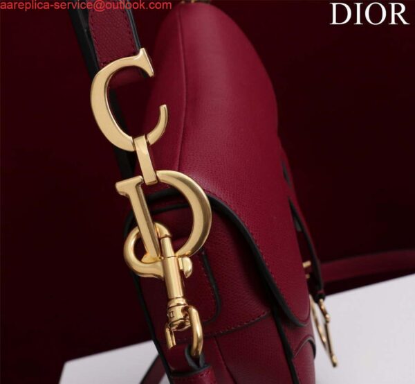 Replica Dior M0455 Saddle Bag With Strap Wine Red Grained Calfskin 8