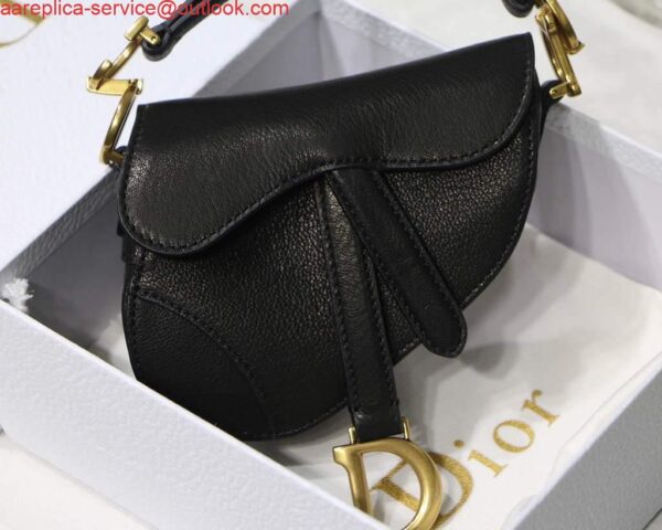 Replica Dior M6008 Bag Saddle Super Mini Bag Cowhide Leather Black 3