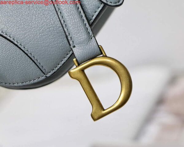 Replica Dior M6008 Bag Saddle Super Mini Bag Cowhide Leather Light Blue 4