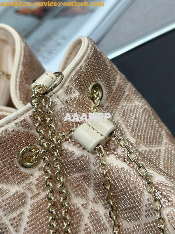 Replica Dior Dream Bucket Bag Dusty Ivory Cannage Cotton with Bead Emb 8