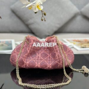 Replica Dior Dream Bucket Bag Ethereal Pink Cannage Cotton with Bead E