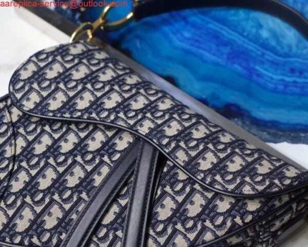 Replica Dior Mini Saddle Bag M0447 Blue Dior Oblique Jacquard 3