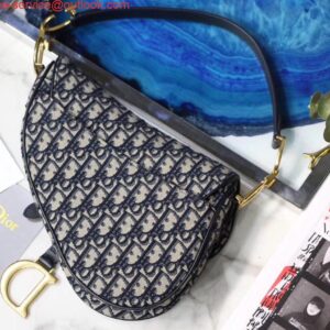 Replica Dior Mini Saddle Bag M0447 Blue Dior Oblique Jacquard 2