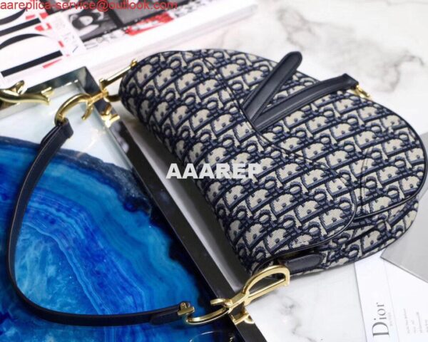 Replica Dior Mini Saddle Bag M0447 Blue Dior Oblique Jacquard 8