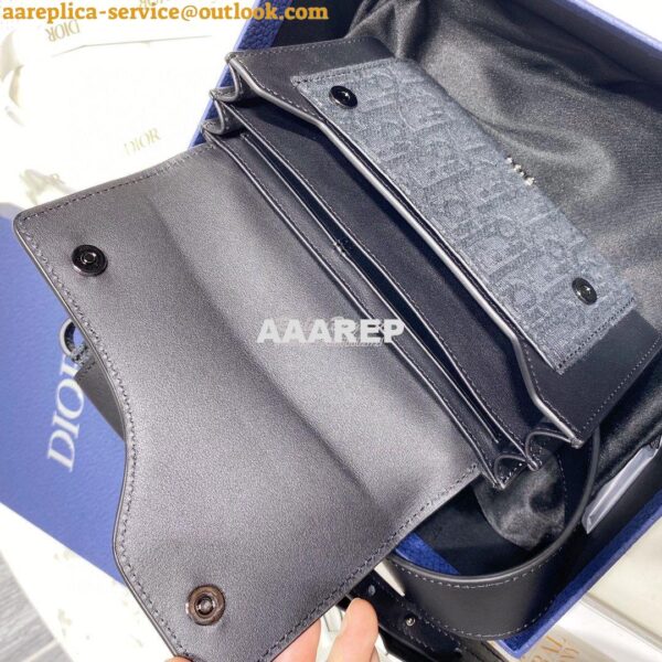 Replica Dior Elite Messenger Pouch Black Smooth Calfskin And Dior Obli 7