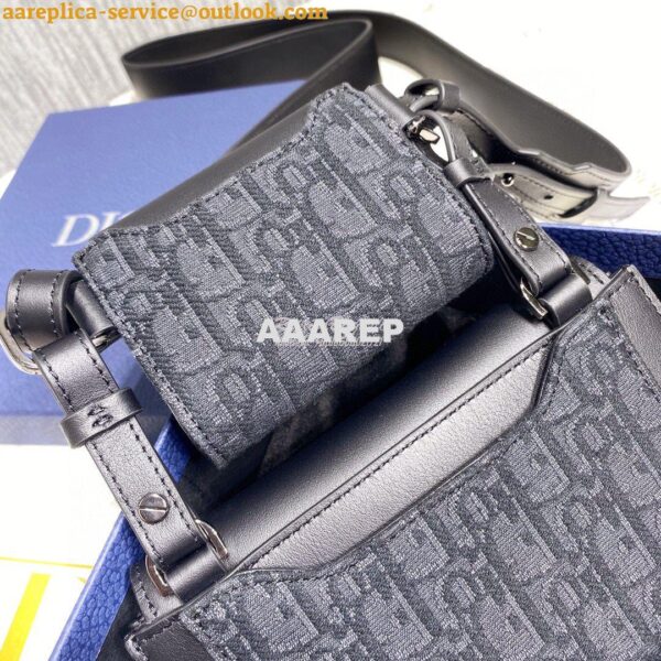 Replica Dior Elite Messenger Pouch Black Smooth Calfskin And Dior Obli 10