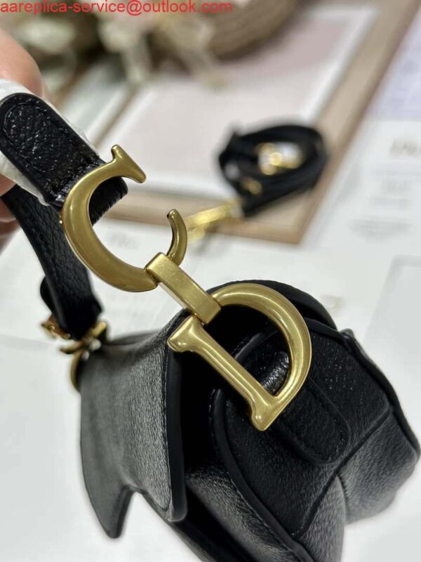 Replica Dior S5685 Micro Saddle Bag With Strap Scarlet Black Goatskin 8