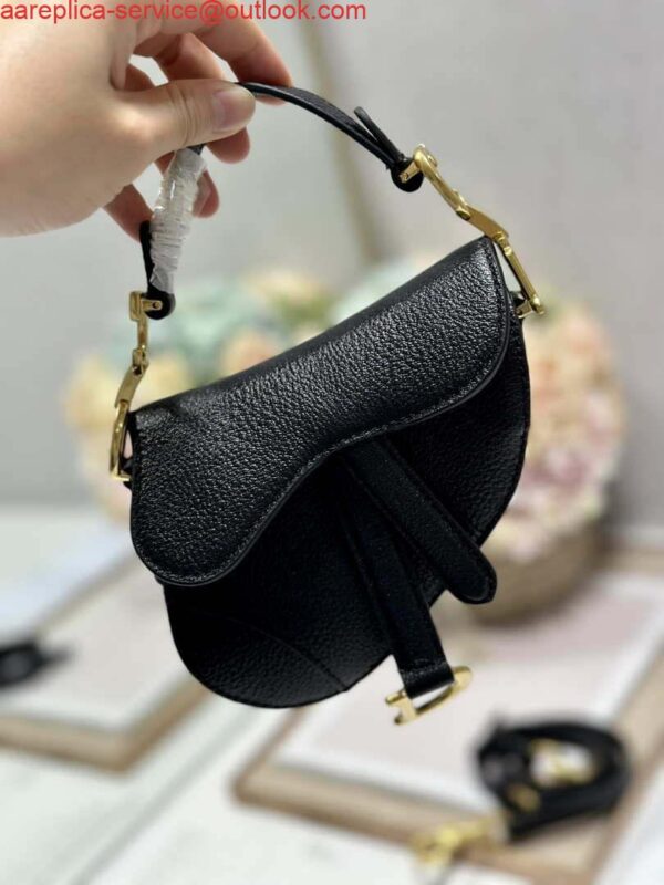 Replica Dior S5685 Micro Saddle Bag With Strap Scarlet Black Goatskin 10