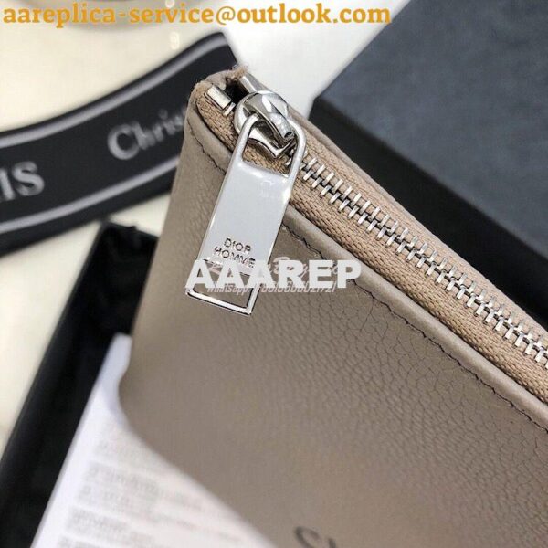 Replica Dior Flat Pouch In Beige Grained Calfskin 5