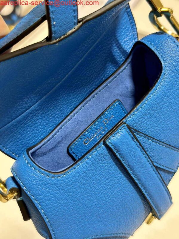 Replica Dior S5685 Micro Saddle Bag With Strap Scarlet Blue Goatskin 9