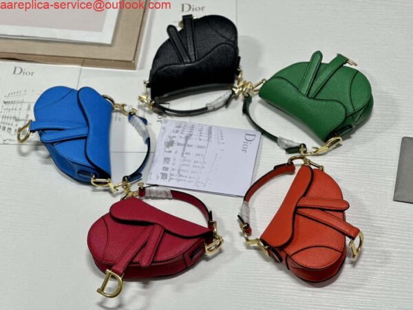 Replica Dior S5685 Micro Saddle Bag With Strap Scarlet Blue Goatskin 11