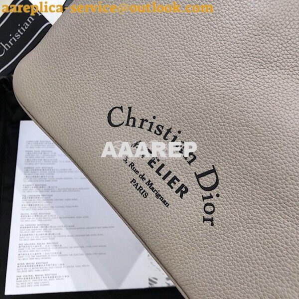 Replica Dior Flat Pouch In Beige Grained Calfskin 8