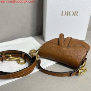 Replica Dior S5685 Micro Saddle Bag With Strap Scarlet Brown Goatskin