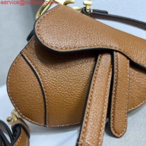 Replica Dior S5685 Micro Saddle Bag With Strap Scarlet Brown Goatskin 2