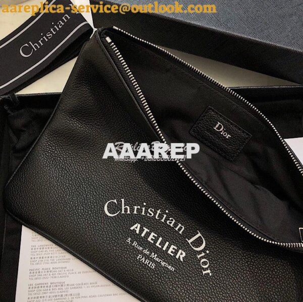 Replica Dior Flat Pouch In Black Grained Calfskin 5