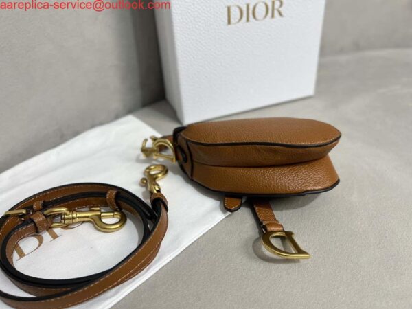 Replica Dior S5685 Micro Saddle Bag With Strap Scarlet Brown Goatskin 6