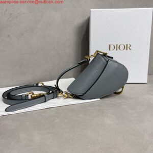 Replica Dior S5685 Micro Saddle Bag With Strap Scarlet Gray Goatskin