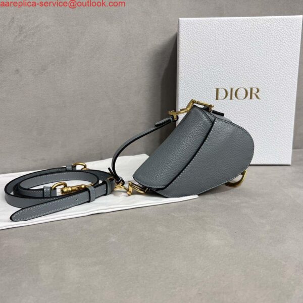 Replica Dior S5685 Micro Saddle Bag With Strap Scarlet Gray Goatskin 3