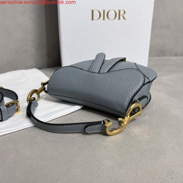 Replica Dior S5685 Micro Saddle Bag With Strap Scarlet Gray Goatskin 5