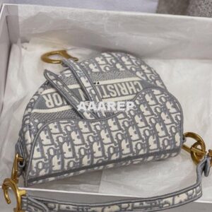 Replica Dior Gray Saddle Oblique Embroidered Canvas Bag M0446 2