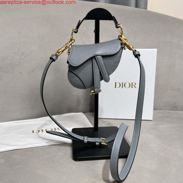 Replica Dior S5685 Micro Saddle Bag With Strap Scarlet Gray Goatskin 10