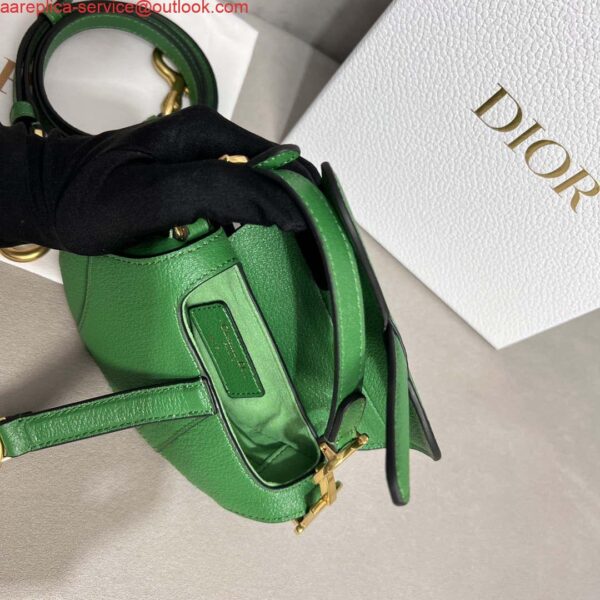 Replica Dior S5685 Micro Saddle Bag With Strap Scarlet Green Goatskin 9