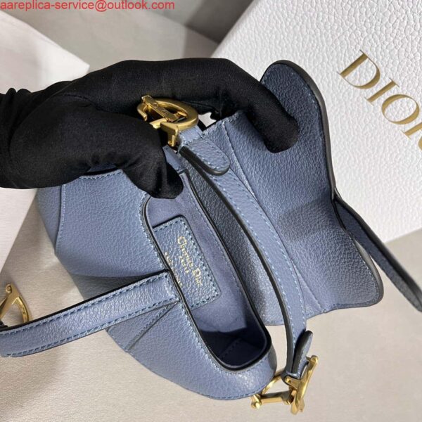 Replica Dior S5685 Micro Saddle Bag With Strap Scarlet Light Blue Goatskin 10