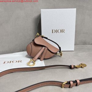 Replica Dior S5685 Micro Saddle Bag With Strap Scarlet Nude Goatskin