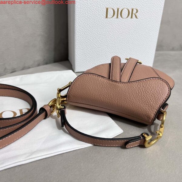 Replica Dior S5685 Micro Saddle Bag With Strap Scarlet Nude Goatskin 5