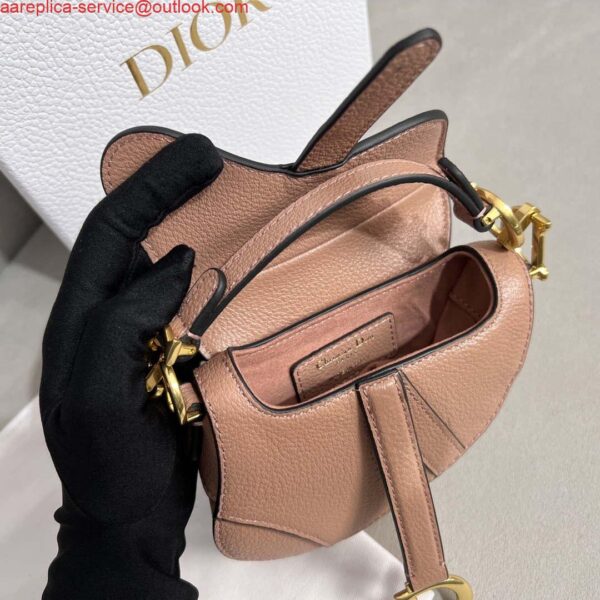 Replica Dior S5685 Micro Saddle Bag With Strap Scarlet Nude Goatskin 8