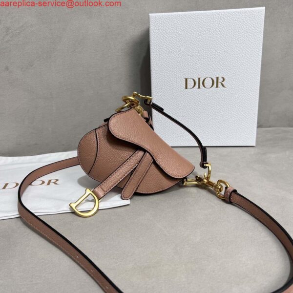 Replica Dior S5685 Micro Saddle Bag With Strap Scarlet Nude Goatskin 10