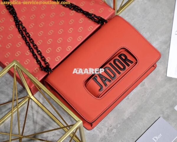 Replica Dior J'adior Flap Bag In Red Calfskin with Black Metal 4