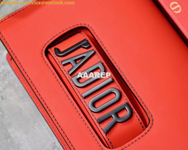 Replica Dior J'adior Flap Bag In Red Calfskin with Black Metal 5