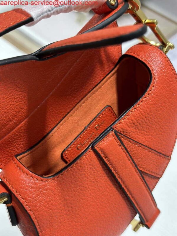 Replica Dior S5685 Micro Saddle Bag With Strap Scarlet Orange Goatskin 10