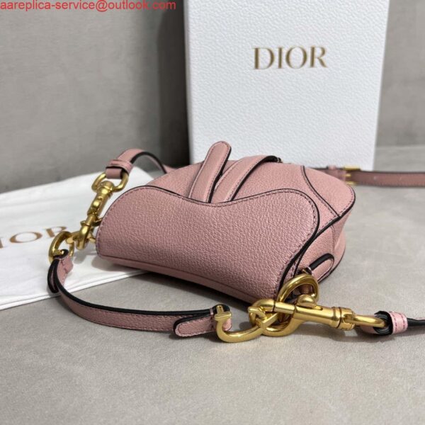 Replica Dior S5685 Micro Saddle Bag With Strap Scarlet Pink Goatskin 5