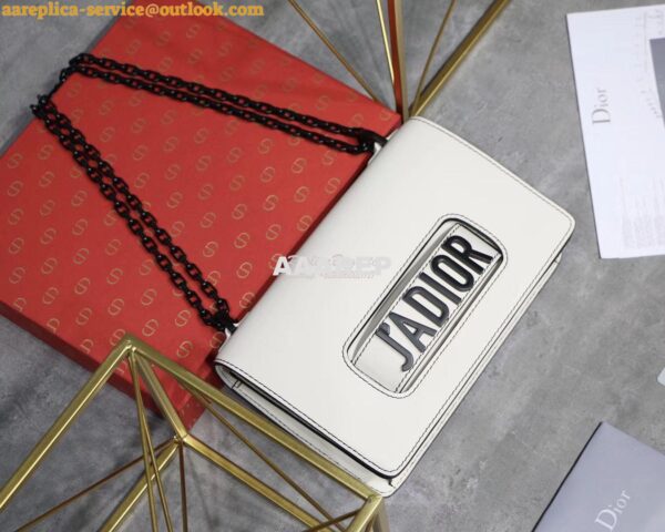 Replica Dior J'adior Flap Bag In White Calfskin with Black Metal 3