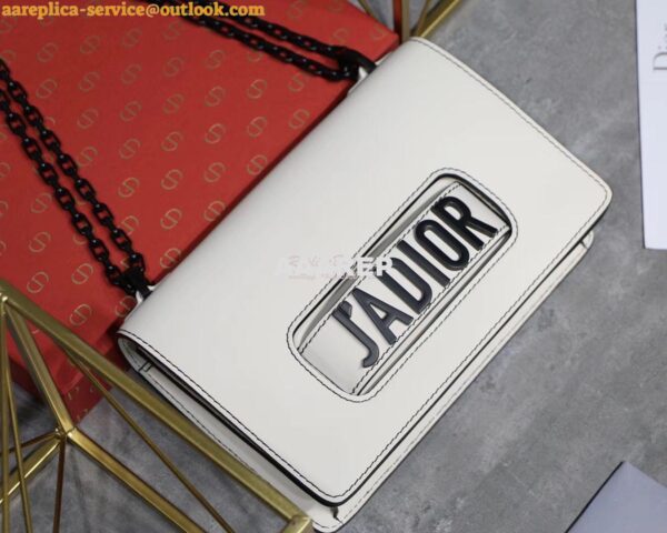 Replica Dior J'adior Flap Bag In White Calfskin with Black Metal 4