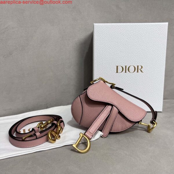 Replica Dior S5685 Micro Saddle Bag With Strap Scarlet Pink Goatskin 6