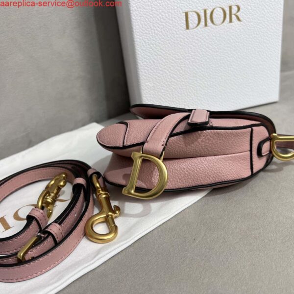 Replica Dior S5685 Micro Saddle Bag With Strap Scarlet Pink Goatskin 7