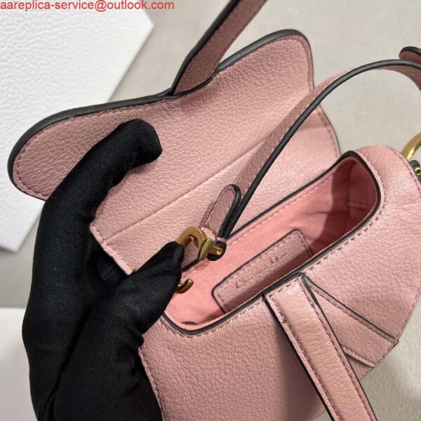 Replica Dior S5685 Micro Saddle Bag With Strap Scarlet Pink Goatskin 9