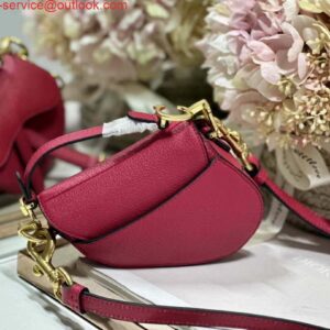 Replica Dior S5685 Micro Saddle Bag With Strap Scarlet Red Goatskin 2