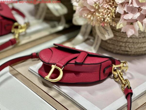 Replica Dior S5685 Micro Saddle Bag With Strap Scarlet Red Goatskin 5