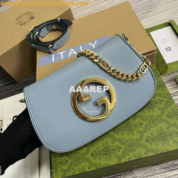 Replica Gucci 699268 Gucci Blondie Shoulder Bag Light blue leather 5