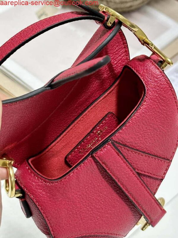 Replica Dior S5685 Micro Saddle Bag With Strap Scarlet Red Goatskin 9