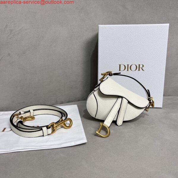 Replica Dior S5685 Micro Saddle Bag With Strap Scarlet White Goatskin 3