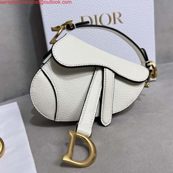 Replica Dior S5685 Micro Saddle Bag With Strap Scarlet White Goatskin 6