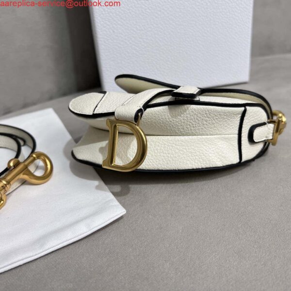 Replica Dior S5685 Micro Saddle Bag With Strap Scarlet White Goatskin 7