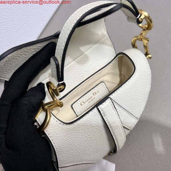 Replica Dior S5685 Micro Saddle Bag With Strap Scarlet White Goatskin 9