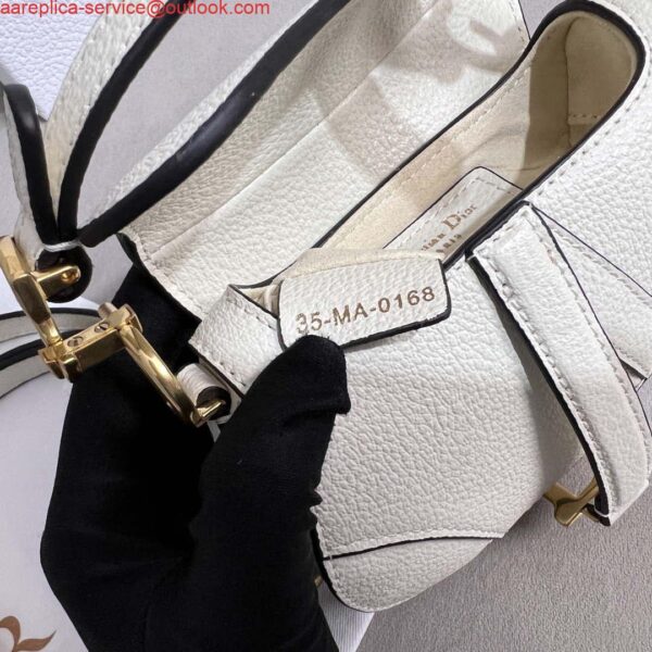 Replica Dior S5685 Micro Saddle Bag With Strap Scarlet White Goatskin 10